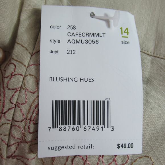 Axcess Skirt Women 14 Beige Embroidered Floral A Line Flowy Preppy Rich Girl NWT - Picture 6 of 7